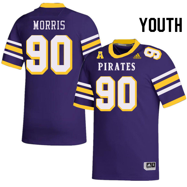 Youth #90 Elijah Morris ECU Pirates College Football Jerseys Stitched-Throwback